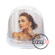 PHOTO GLOBE CON NEVE E FIOCCHI SILVER FLUTTUANTI ALL'INTERNO