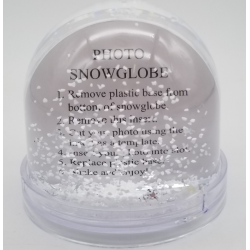 PHOTO GLOBE CON NEVE E FIOCCHI SILVER FLUTTUANTI ALL'INTERNO